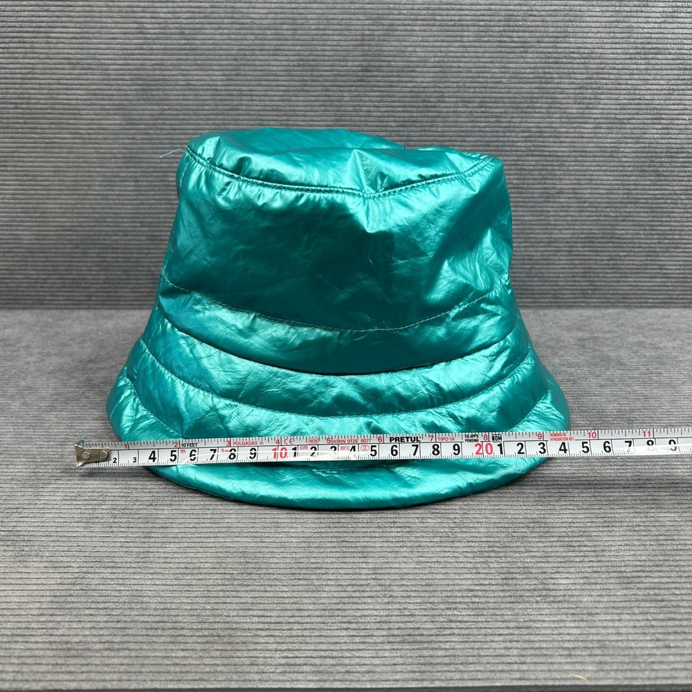By Anthropologie Metallic Teal Green Quilted Puffer Bucket Hat Y2k RN66170 - Picture 6 of 7